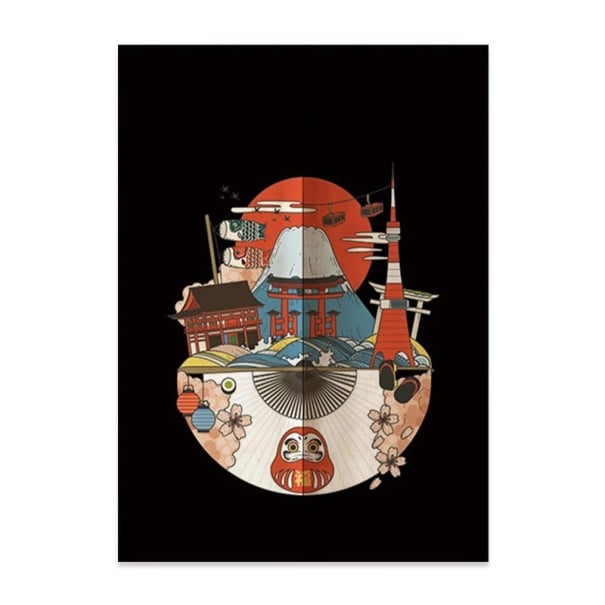 Japanischer Türvorhang mit japanischen Symbolen 70×120 cm Polyester schwarz dekorativer textiler Raumteiler