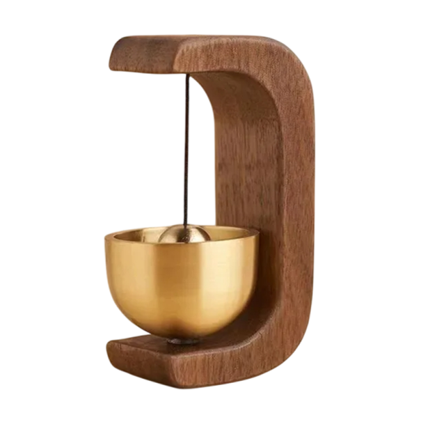 Japanse dopaminebel 7 x 4,5 x 3,5 cm met magneet en houten standaard Meditatiebel Ontspanningsdecoratie 2