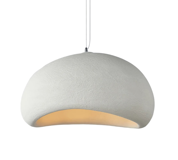 Japońska lampa wisząca z żarówką E27 Zimna biel Nowoczesny minimalistyczny żyrandol ze styropianu 90-260 V Zaokrąglona lampa sufitowa 150 x 30 cm biały