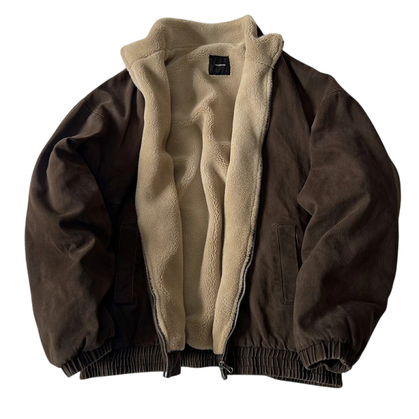 Japonská vintage pánská zimní bunda rolák na zip s kapsami korejský streetwear volný pár teplý kabát, různé barvy, silná bunda hnědá L