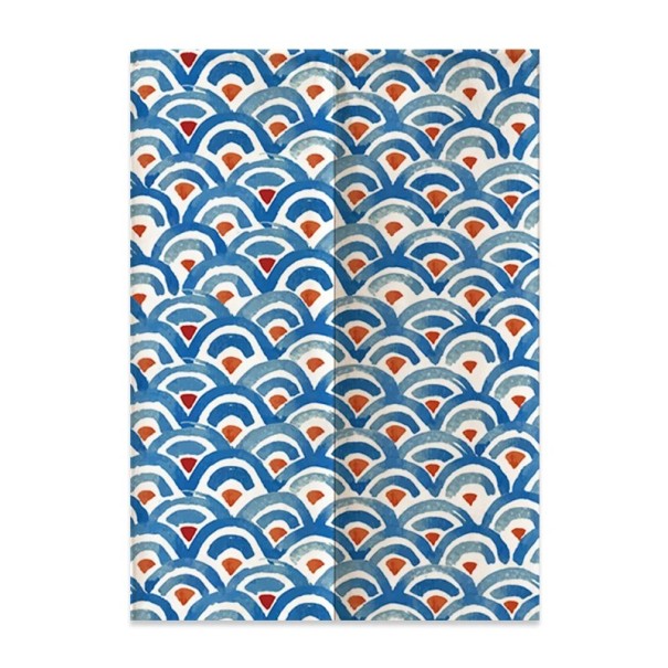 Japonský dveřní závěs abstraktní motiv 80×120 cm polyester modro-oranžová textilní clona do dveří oddělení prostoru 1