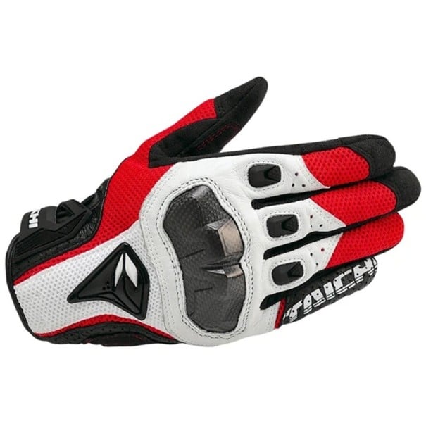 Jarní a podzimní kožené motocyklové rukavice 391 Prodyšné pánské unisex venkovní jezdecké rukavice na motorku Motokrosové Guantes Moto červeno-bílá XL