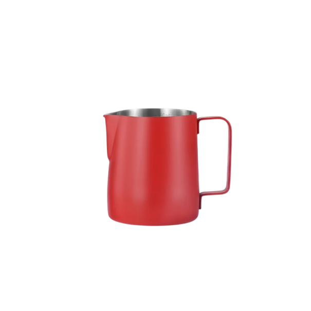 Jarro de aço inoxidável para espumar leite 350 ml 9 × 8 cm Jarro profissional de aço inoxidável para cappuccino latte art uso doméstico e barista vermelho