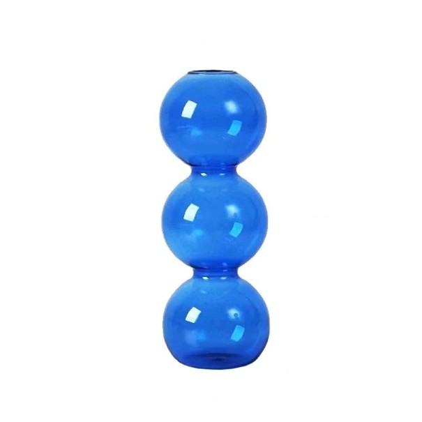 Jarrón de cristal 17 cm Decoración perla Diseño esférico Diámetro 6 cm Color azul o rosa Moderno accesorio para el hogar para la mesa. azul