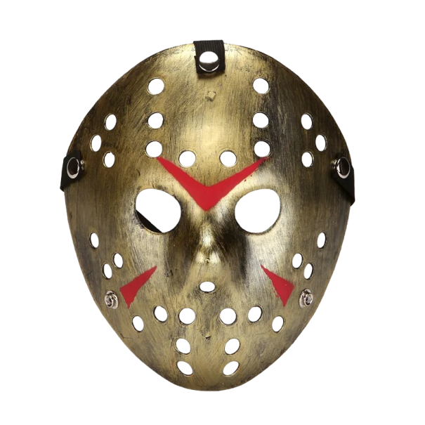 Jason maska z Pátku 13. Halloweenská maska Děsivá maska na karneval Doplněk kostýmu zlatá