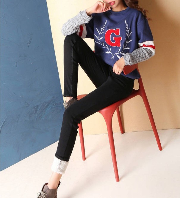 Jeans da donna imbottiti nero 26