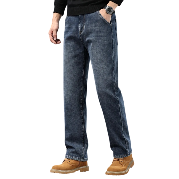 Jeans de hombre de corte holgado en color sólido con bolsillos, algodón, spandex y poliéster, corte moderno y cómodo gris oscuro 42