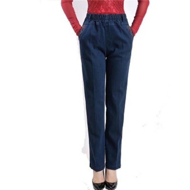 Jeans femmes avec taille élastique bleu foncé XXL