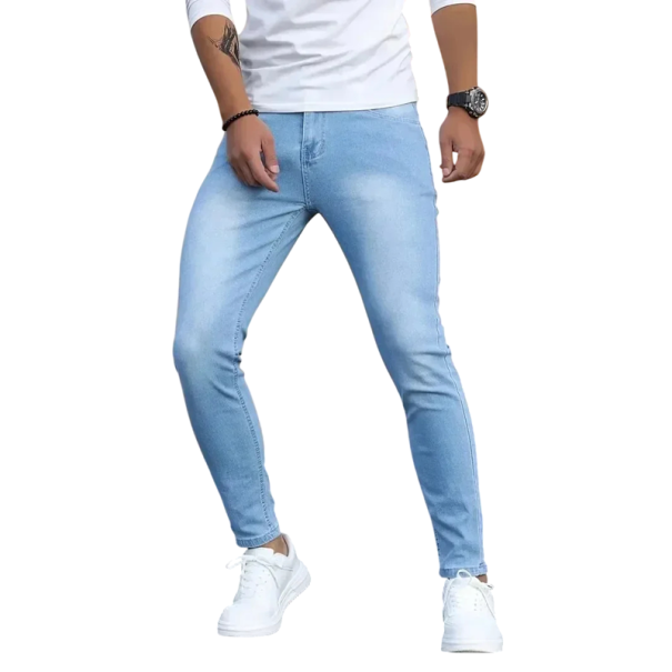 Jeans pour hommes, coupe slim, pantalon en denim skinny, coupe étroite, jeans décontractés pour hommes, mode, style quotidien, jeans bleu 36
