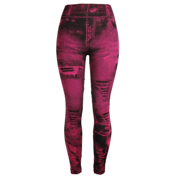 Jeans slim femininos rosa escuro M