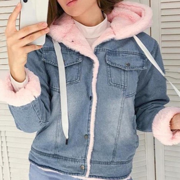 Jeansjacka för kvinnor P2459 rosa L