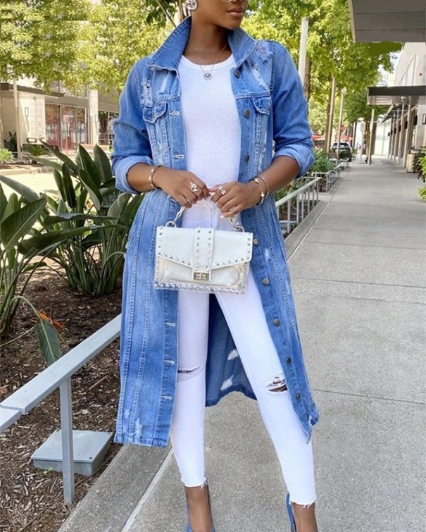 Jeansmantel für Damen blau S
