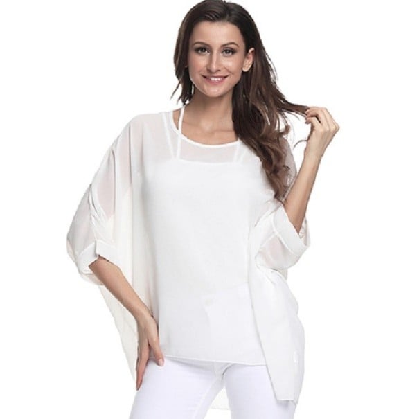 Jednobarevná halenka nadměrné velikosti bílá 4XL