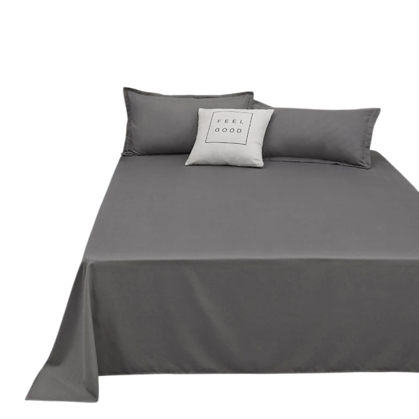 Jednobarevné prostěradlo bez gumy 250 x 230 cm Hladký povrch pro každodenní použití Studentské bydlení tmavě šedá