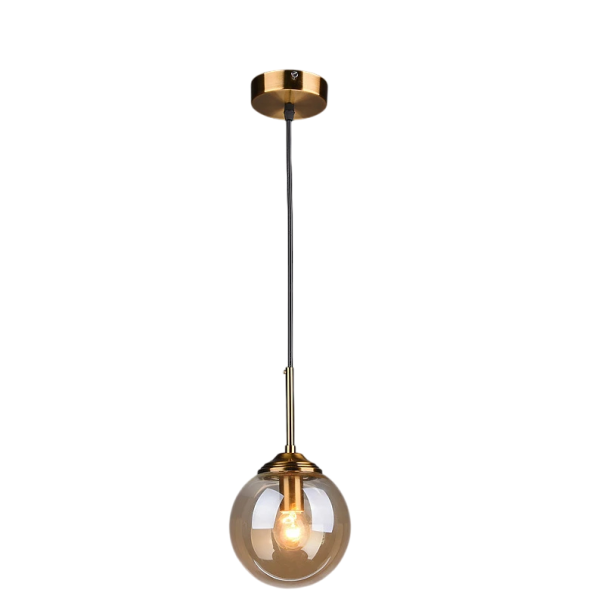Jednoduché stropní LED svítidlo s 1 žárovkou Moderní luxusní kovový lustr Skandinávský styl Skleněné závěsné světlo E14 Teplé bílé světlo 90-260V 25×15 cm světle hnědá