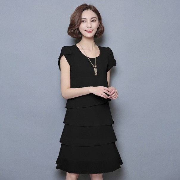 Jednofarebné vrstvené šaty čierna XXL