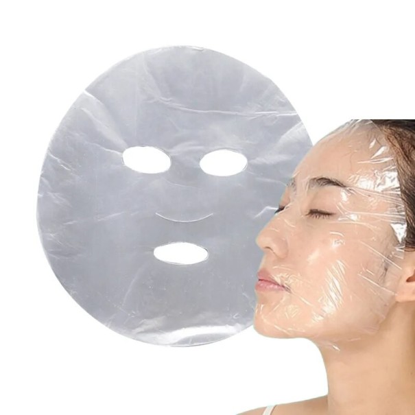 Jednorázová plastová folie na obličej pro vstřebání produktů na obličej Plastová maska na obličej Průhledný zábal obličeje zdvojnásobující účinek produktů na pleť 100 ks 1