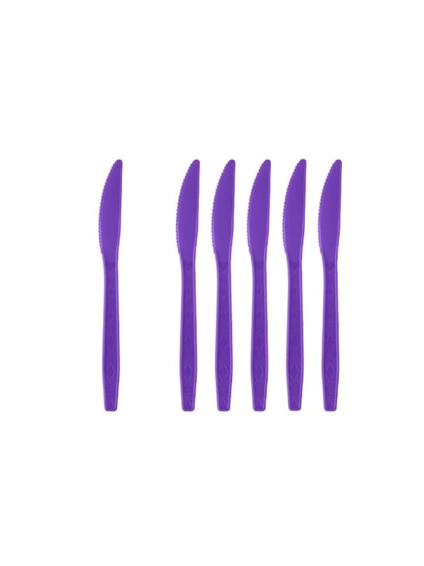 Jednorázové plastové nože Party stolní příbory na narozeninové oslavy catering dezerty dort ovoce Plastové příbory pro party a focení fialová