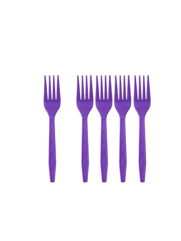 Jednorázové plastové vidličky Party stolní příbory na narozeninové oslavy catering dezerty ovoce Plastové příbory pro party a focení fialová