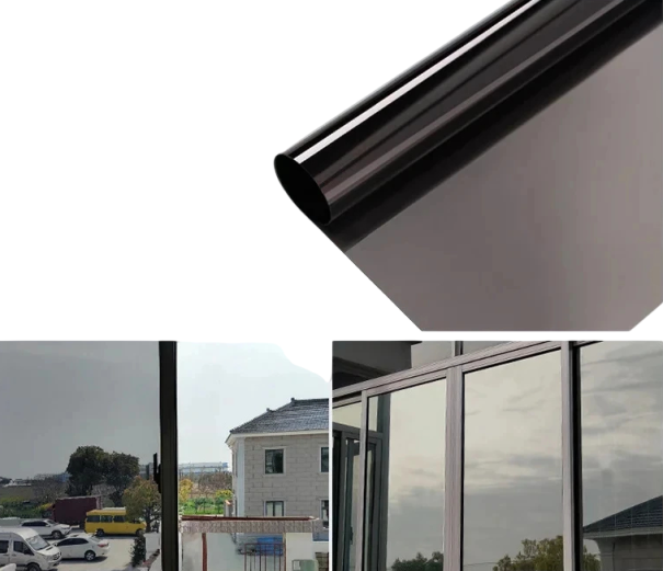 Jednosmerná okenná fólia 70 x 500 cm Samolepiace fólie na okná Ochrana súkromia UV filter Zrkadlový efekt Bytová dekorácia sivá