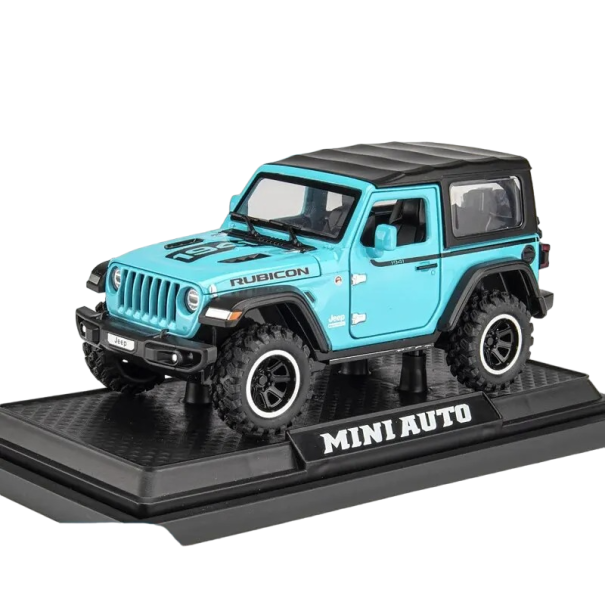 Jeep Wrangler autómodell 1:32 méretarányban 15,5 x 7 x 7,5 cm kék