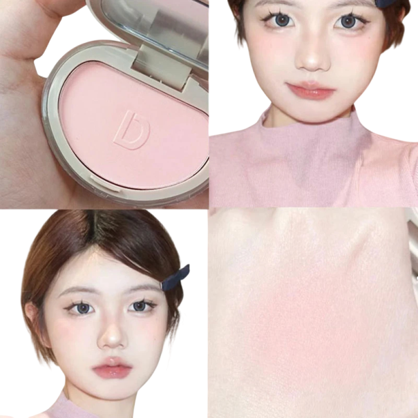 Jemná pigmentovaná rozjasňující tvářenka se zrcátkem Zacvakávací obloukový kompaktní obal Pudrová tvářenka pro přirozený make-up 1