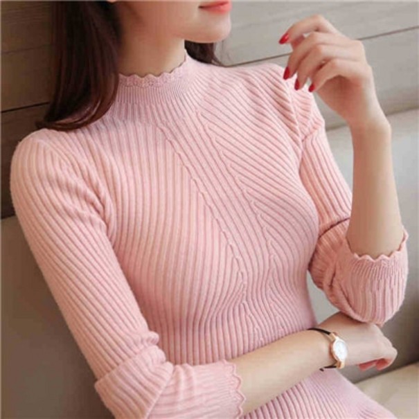 Jersey de cuello alto para mujer A2126 rosa