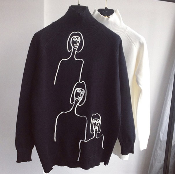 Jersey de cuello alto para mujer A2209 negro