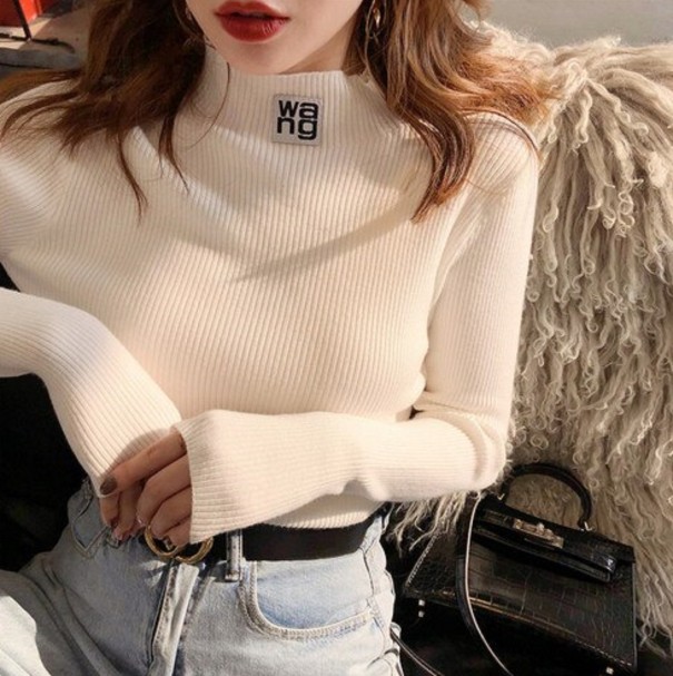 Jersey de cuello alto para mujer A2930 blanco