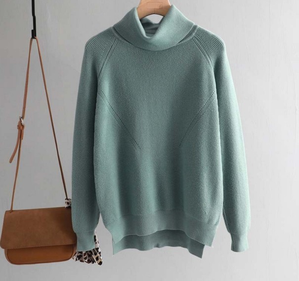 Jersey de cuello alto para mujer A2964 verde