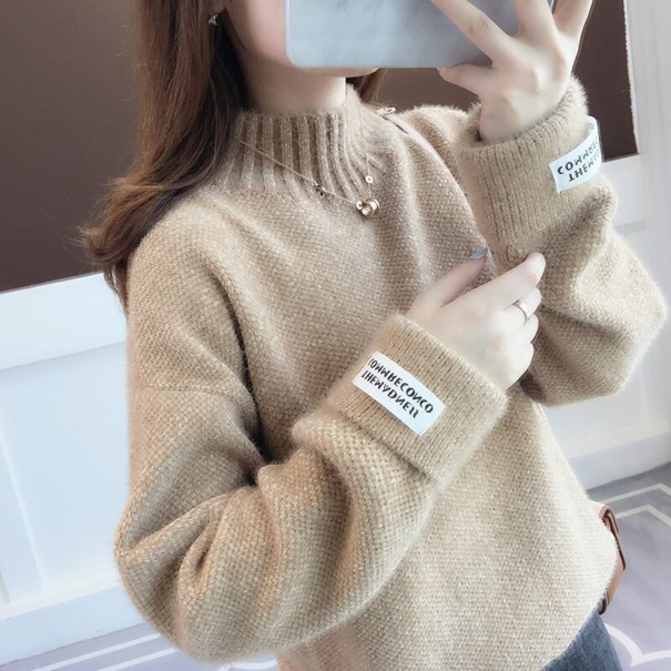 Jersey de cuello alto para mujer A2973 beige M