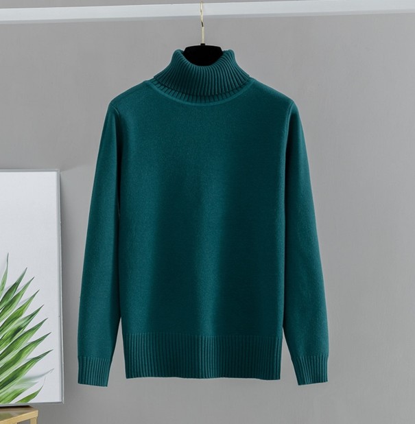 Jersey de cuello alto para mujer G227 verde oscuro