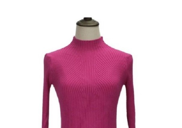 Jersey de cuello alto para mujer J3274 rosa oscuro