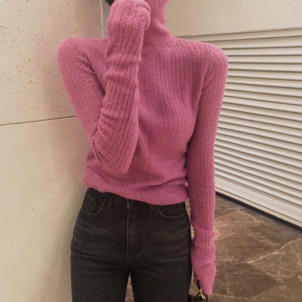 Jersey de cuello alto para mujer rosa