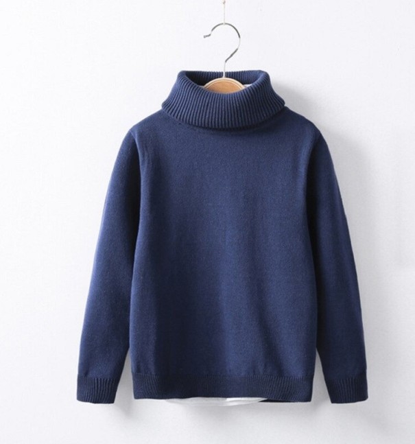 Jersey de cuello alto para niños L620 azul oscuro 10
