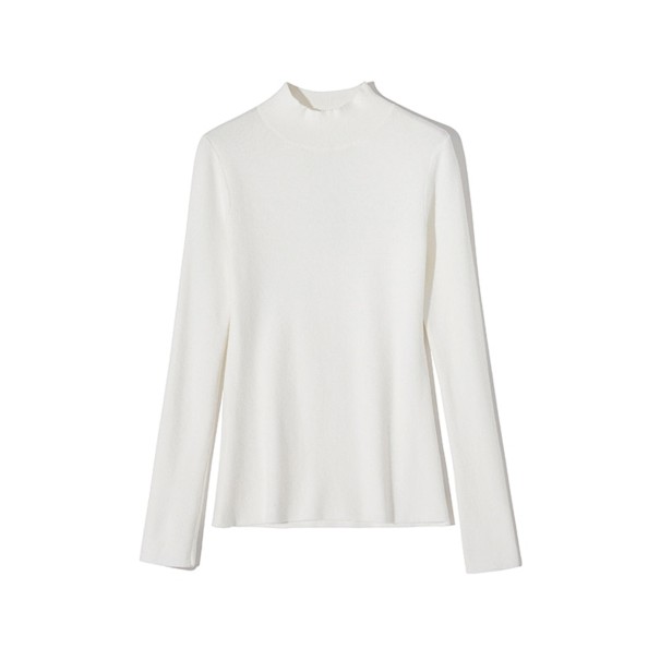 Jersey de cuello alto suave para mujer blanco