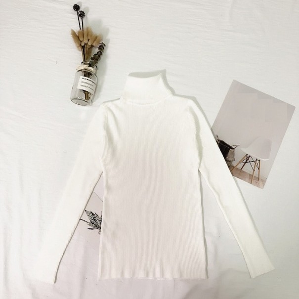 Jersey de punto de cuello alto para mujer blanco