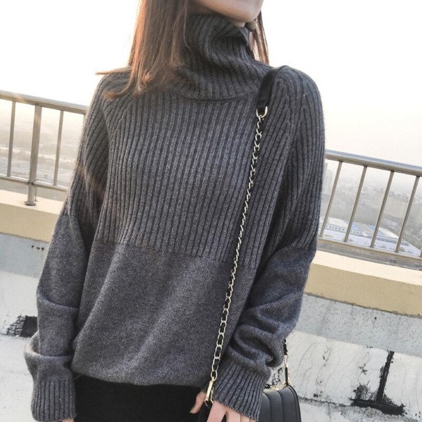 Jersey de punto de cuello alto para mujer G233 gris M