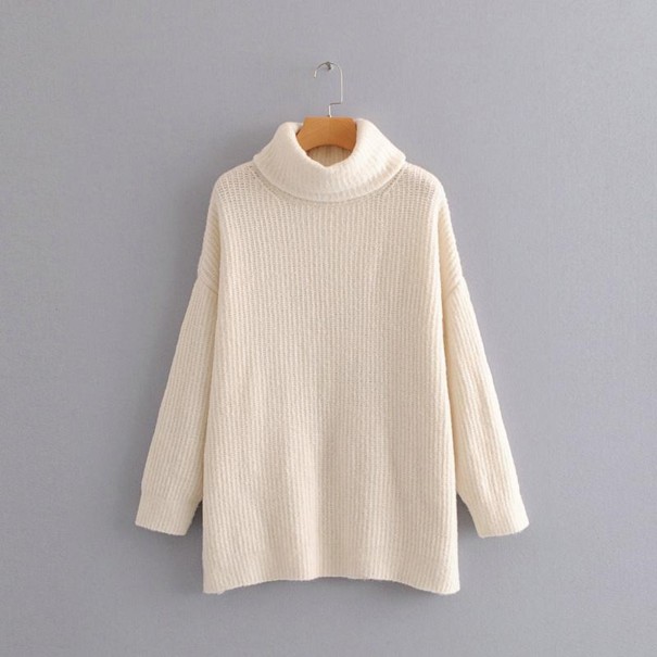 Jersey de punto de cuello alto para mujer G248 crema S