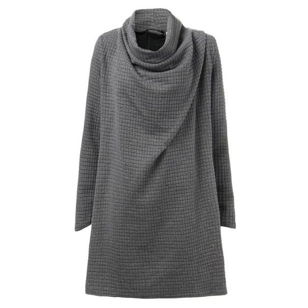 Jesienna sukienka z golfem szary 4XL
