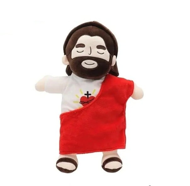 Jesus Plüschspielzeug 40 cm atmendes schlafendes Haustier mit Musik, Licht und Vibrationen, weicher Plüsch zur Beruhigung und für einen ruhigen rot