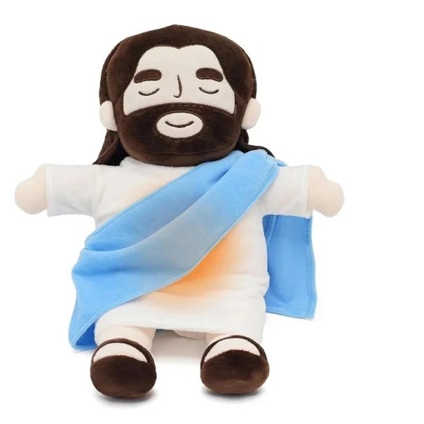 Jesus Plüschspielzeug 40 cm atmendes schlafendes Haustier mit Musik, Licht und Vibrationen, weicher Plüsch zur Beruhigung und für einen ruhigen Schlaf von Kindern blau
