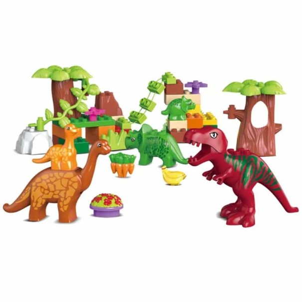 Jeu de construction avec des dinosaures pour petits enfants 43 pièces Grandes briques de construction Dinopark Jouet créatif pour enfants Développement de la motricité fine et de l'imagination 1