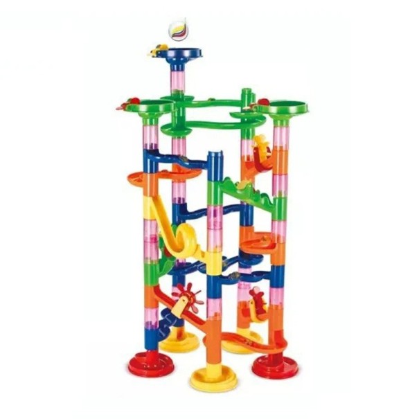 Jeu de construction pour enfants avec piste à billes 74 pièces Piste de course colorée 42 x 22 cm 3 ans et plus 1