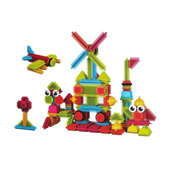 Jeu de construction pour petits enfants 112 pcs Blocs avec poils Pièces douces et souples Jouet éducatif sensoriel Développement de la motricité Blocs colorés 1
