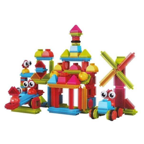 Jeu de construction pour petits enfants 144 pcs Blocs avec poils Pièces douces et souples Jouet éducatif sensoriel Développement moteur Blocs colorés 1