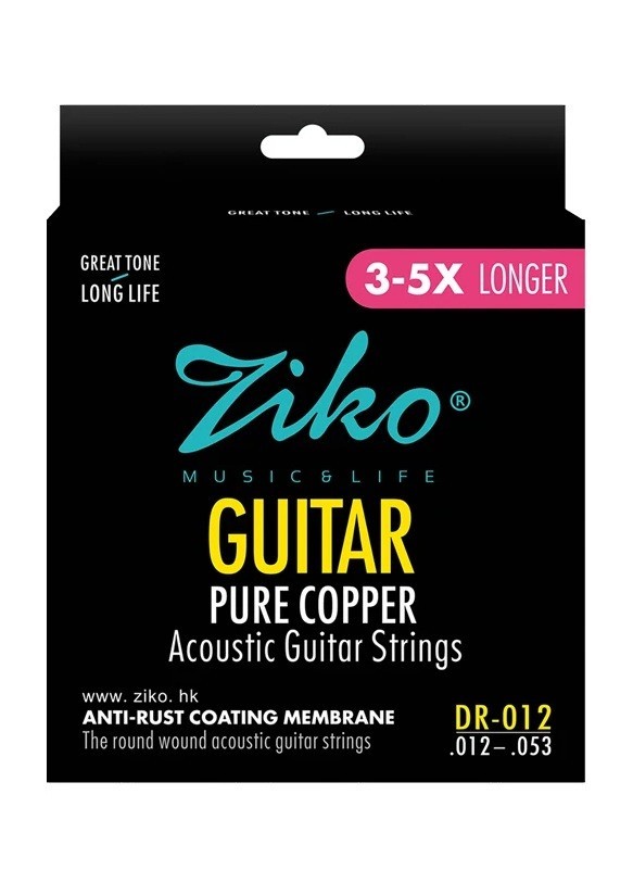 Jeu de cordes pour guitare acoustique DR-012 Noyau hexagonal en cuivre pur avec revêtement anticorrosion Son clair et chaud Longue durée 1