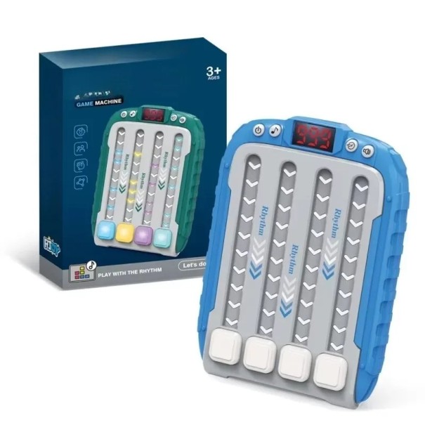 Jeu logique musical électronique lumineux 15 x 11 x 3 cm 6 niveaux de difficulté 3 vitesses 4 volumes ABS, batteries AAA*3 bleu