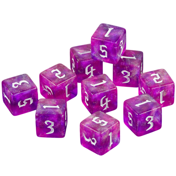 Jeux de dés 10 pcs D6 Acrylique Pailleté Dés à six faces pour jeux de société, jeux de rôle, enseignement des mathématiques et jeux en société rose