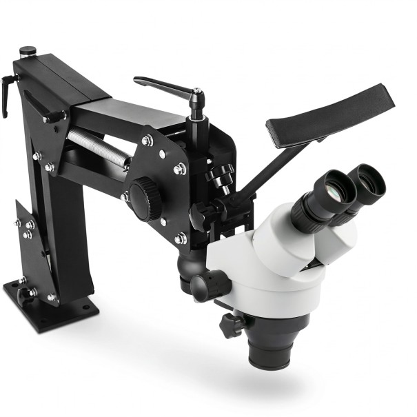 Jeweller's Stereomicroscope 53.3 x 68.6 x 17.8 cm with 0.7x to 4.5x Zoom, White Head and Multi-Directional Arm for Setting Stones 1